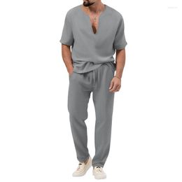 Men's Tracksuits Summer Oem Solid Colour Two-piece Classic Casual Fashion T-shirt Trousers Track Suit Can Be Customised Logo