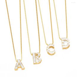 Pendant Necklaces Initial 26 Capital Letter Necklace For Women Stainless Steel Zircon A-Z Alphabet Jewelry Birthday Gift 2023