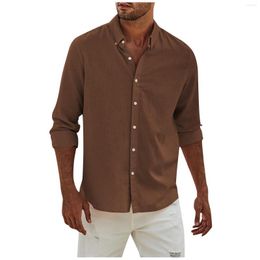 Men's Casual Shirts Camisa Solid Colour Polyester Long Sleeve Shirt Button Trend Plus-Size Turn-down Collar For Men S-XXXL