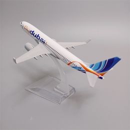 Aircraft Modle 16cm Alloy Metal Air Fly Dubai Airlines B737 Diecast Airplane Model Dubai Boeing 737-800 Airways Plane Model Aircraft w Stand 230803