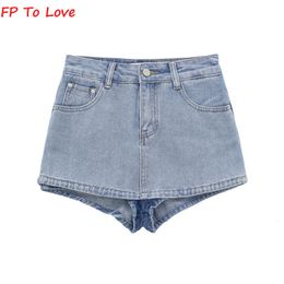 Skirts OOTD Denim Mini Shorts Skirts Basic Culotte Sexy Streetwear Woman Blue Black Quality Summer Spring Bottom 230803