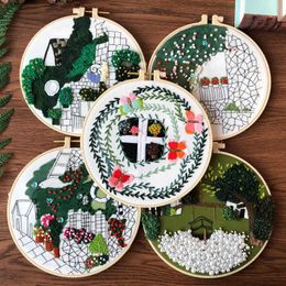 Chinese Style Products Window Flower Embroidery DIY Needlework Houseplant Needlecraft for Beginner Cross Stitch