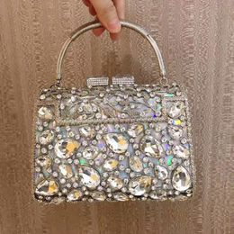 Evening Bags XIYUAN Female banquet Party Handbag Luxury Crystal Clutch Bag Box Classic Metal Frame Chain Women Girl Purple 230803