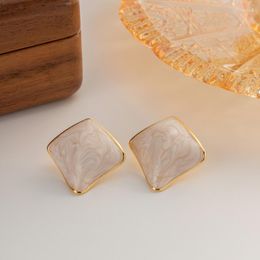 Dangle Earrings Minar Unique Design White Colour Enamel Twisted Geometric Earring For Women 18K Real Gold Plated Brass Irregular Drop