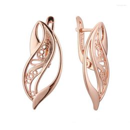 Dangle Earrings Women 585 Rose Gold Colour Leaf Copper Drop