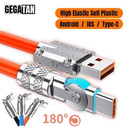 Chargers/Cables GEGATAN 120W 6A 180 Rotating Super Fast Charge Cable Mobile Game Type-C Charger Liquid Silicone Cable for Xiaomi IPhone 1m x0804