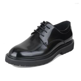 Dress Shoes Brand Men's Leather Shoe For Business Office Formal Mature Elegant Style Round Toe Plus Size 44 Man Lace Up M6255
