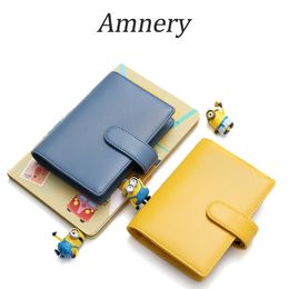 Notepads Amnery Leather Notebook Cover A6 Personal A7 Pocket Ring Binder 6 Round Journal Refillable for Filler Paper 230804