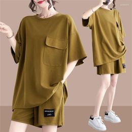 Women's Tracksuits Women 2 Piece Short And Top Set Spring Summer Oversize Sweatshirt Loose Shorts Two Casual Outfits For