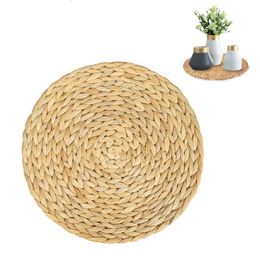 Mats Pads 4Pcs Natural Handmade Straw Woven Placemat Round Braided Mat Table 230804