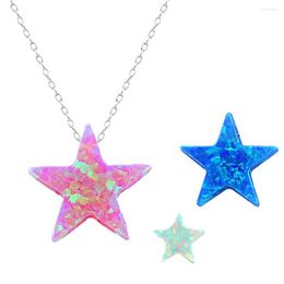 Pendants Star Ethiopian Blue Opal Necklace Pink Stone Silver 925 Women Fashion Necklaces For 2023 Colier Femme Collar