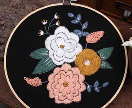 Chinese Style Products Green Flowers Embroidery DIY Needlework Houseplant Needlecraft for Beginner Cross Stitch R230804