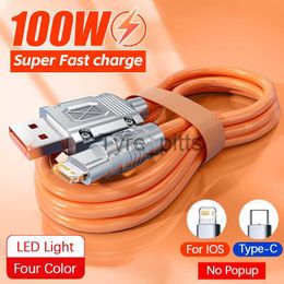 Chargers/Cables 100W Super Fast Charging USB Cable For Apple iPhone Xiaomi Huawei Samsung Liquid Silicone Quick Charge Type-C Charger Cables x0804