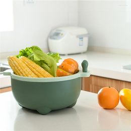 Storage Baskets Drum Type Drain Basket Rotating Draining Vegetable Sink Fruit Washing Fast Cleaning Kitchen Accessories