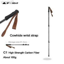 Trekking Poles 3F UL GEAR Ultralight adjustable Trekking Poles Cork Grip Hiking Walking Sticks Carbon Fiber Tungsten Tips Flip Locks HKD230804