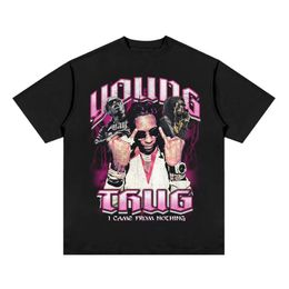 23ss Men T Shirt Pink Young Thug Sp5der 555555 mans Women Quality Foaming Printing Spider Web Pattern Short Sleeve Fashion Top Hip Hop Streetwear F