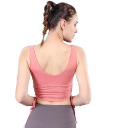 Yoga Outfit Women Align Shirts Casual Sports Built In Bra Tank Tops Running Vest With Adjustable DrawstringFitness SportwearYoga
