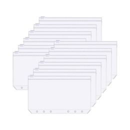 Filing Supplies 12PS A5 A6 A7 Mini Binder Pockets Clear Zipper 6 Holes Cash Envelopes for Budgeting Loose Leaf Bags Planner Insert 230803