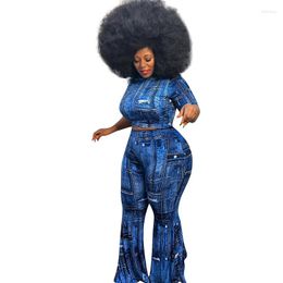 Ethnic Clothing 2 Piece Set African Clothes Women Crop Tops And Flare Pant Suit Summer Fashion Tie Dye Print Streetwear Outfits