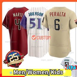 Custom 25th Ketel Marte Baseball Jersey Madison Bumgarner Carson Kelly Randy Johnson Luis Gonzalez Carroll Zac Gallen Evan Longoria