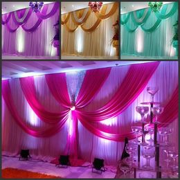 Special Offer 10ftx20ft sequin wedding backdrop curtain with swag backdrop wedding decoration romantic Ice silk stage curtains1957