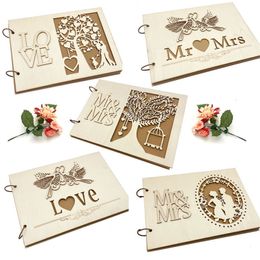 Other Event Party Supplies 10/20/30/40 Pages Wedding Guestbook DIY Po Album Creative Wood Sign Signature Book Wedding Decoration Supplies 230804