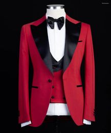 Men's Suits Tailor-Made Fashion Wedding Suit For Men Red Slim Fit 3 Piece Custom Made Plus Size Formal Man Party Tuxedo Set