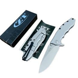 0562 Flipper Folding Knife D2 Grey Titanium Coating Blade Stainless Steel Handle Ball Bearing Fast Open Outdoor Survival Knives with Retail Box