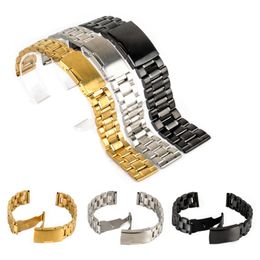Watch Bands Luxury Brand Accessories Band 18mm 20mm 22mm 24mm Stainless Steel Strap Buckle Wrist WatchBand 230803