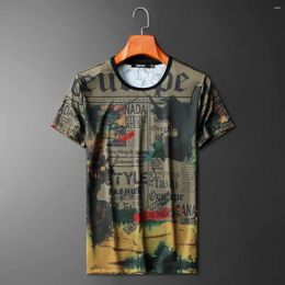 Men's T Shirts Light Luxury Boutique T-shirt 2023 Summer European-american Fashion Trend Printed Ice Silk Short-sleeved Men