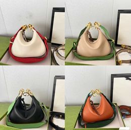 New Crescent Bag Retro Crossbody Half Moon Bags Women Handbags Shoulder Croissant Clutch Purse Old Flower Canvas Leather Adjustable Red Green Strap Underarm bag