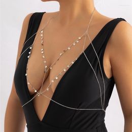 Chains ROPUHOV 2023 Metal Round Sequin Body Chain Fashion Simple Chest Temperament Personality Trend Accessories Women