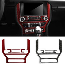 For Ford Mustang Carbon Fibre Car-styling Stickers and Decals Central Control Panel Interior Trim Cover 2015-2020 Accessories262D