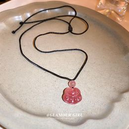 Pendant Necklaces Elegant Cute Pink For Women Romantic Necklace Classic Vintage Neck Chain Delicate Trendy Jewellery