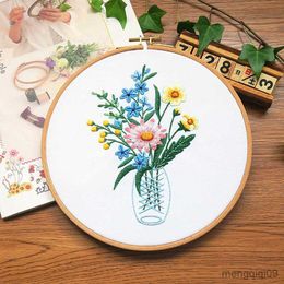 Chinese Style Products Colourful Flower In Embroidery DIY Needlework Houseplant Needlecraft for Beginner Cross Stitch R230804