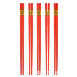 Alloy Red Chopsticks Chinese Long Non-Slip Sushi Hashi Chop Sticks Set Wedding Favors and Gifts Tableware