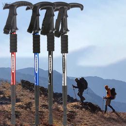 Trekking Poles 4-Section Outdoor Walking Stick Portable Telescopic Trekking Pole Anti Skid Aluminium Alloy Cane Elderly Camping Climbing Stick HKD230804