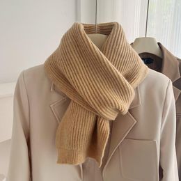 Scarves MoriBty Winter Knitted Scarf Women Luxury Solid Students Thick Warm Neck Wraps Imitation Cashmere Bufandas For Ladies