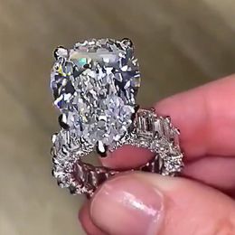 Wedding Rings Huitan Gorgeous Big Pear Shape Engagement Ring Square CZ Promise Proposal for Girlfriend Women Trendy Jewelry 230803