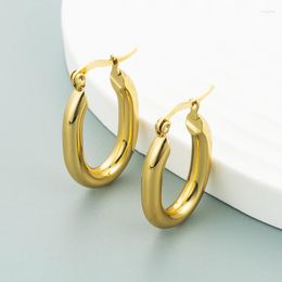 Hoop Earrings Stainless Steel For Women Girl Fashion Design Simple Thick Ear Buckle No-fading Jewelry Wedding Party Gift