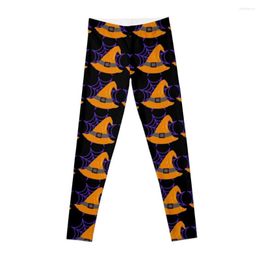 Active Pants Happy Hallowe'en Cute Witch's Hat And Spider Web Fun Halloween Holiday Leggings Women's Fitness Leggings?women