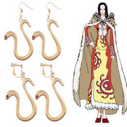 Dangle Chandelier Anime Boa Hancock Earrings Cosplay Snake Eardrop Women Ear Clip Hook Jewellery Accessories Prop 230804