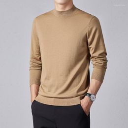 Men's Sweaters Brand Autumn And Winter High Quality Mernu Extrafine Wool Sweater Half Turtleneck Thin Casual Bottoming