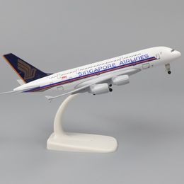 Aircraft Modle Metal Aircraft Airliner Model 20cm 1 400 Singapore Airlines A380 Metal Replica Alloy Material Aviation Simulation Toys Boy Gift 230803