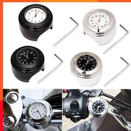 New Universal 7/8" Waterproof Chrome Motorcycle Bike Handlebar Mount Quartz Clock Watch Aluminum Luminous Clock Moto Black Accessori