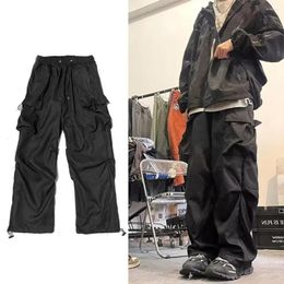 Men's Pants Baggy Cargo For Men Red Black Gray Straight Trousers Male Vintage Hip Hop Streetwear Classic Style