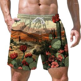 Men's Shorts Summer Cactus 3D Printing Beach Hawaiian Party Swimming Trunks Fashion Casual