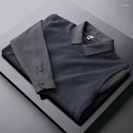 Blusas masculinas gola alta camisa leve luxo falso dois 2023 outono inverno moda versão coreana colete quente tricô jumper