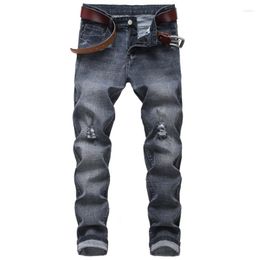 Men's Jeans Men Stretch Skinny Fashion Slim Fit Denim Trousers Black Geay Casual Ripped Pants Male Brand Clothes Size 28-42