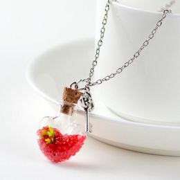 Pendant Necklaces Original Drifting Bottle Lively Pendent Creative Natural Dry Flowers Women Heart Glass NecklaceGirls Gift